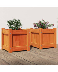 Jardinières 2 pcs cire marron bois de pin massif | Mobilier & Déco