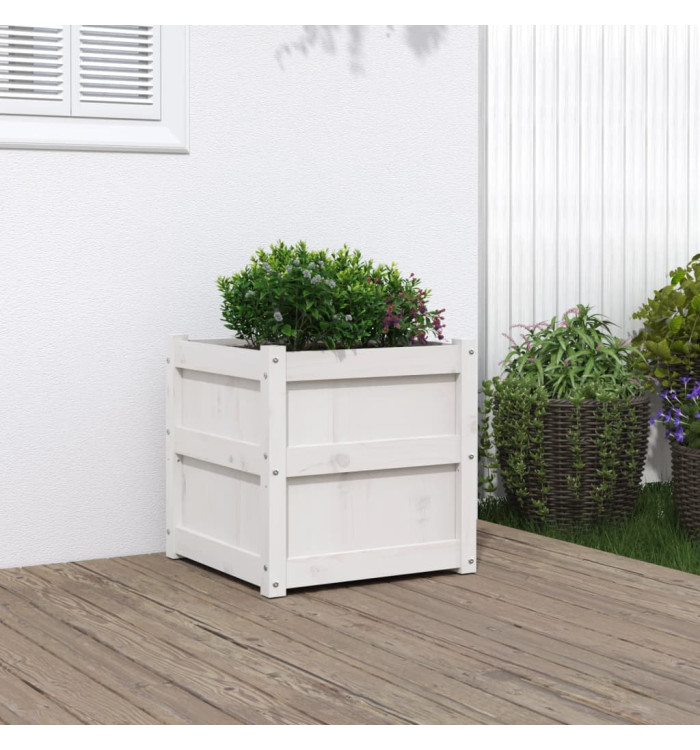Jardinière blanc 50x50x50 cm bois de pin massif | Mobilier & Déco