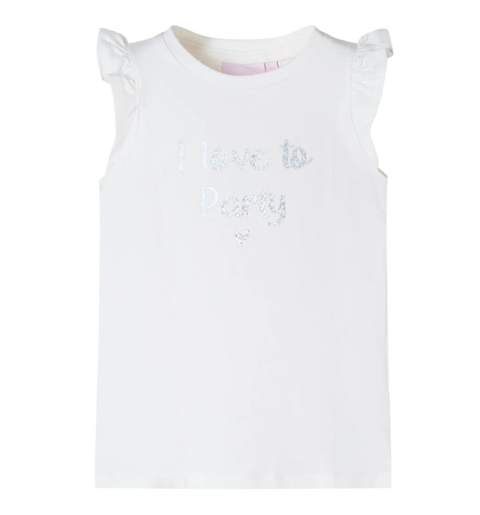 T-shirt enfants avec manches à volants blanc 140 | Mobilier & Déco