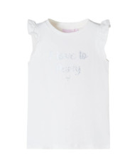 T-shirt enfants avec manches à volants blanc 140 | Mobilier & Déco