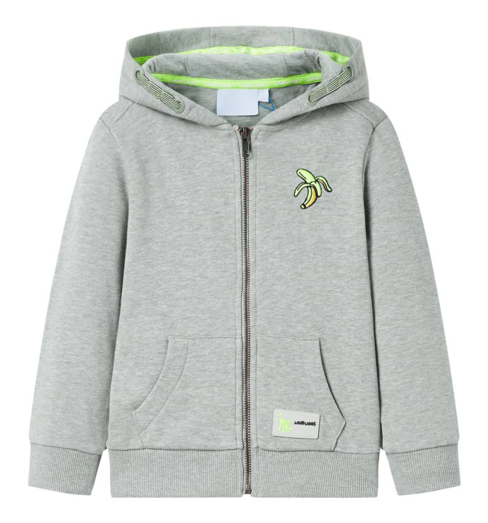 Sweat à capuche et zip pour enfants mélange kaki clair 92 | Mobilier & Déco