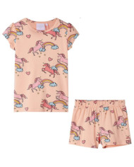 Pyjamas à manches courtes pour enfants orange clair 128 | Mobilier & Déco