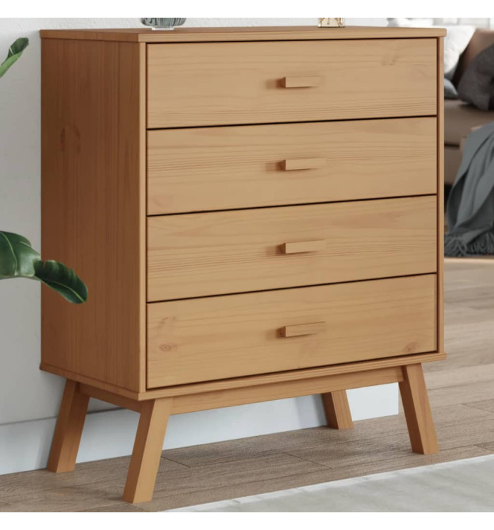 Armoire à tiroirs OLDEN marron bois de pin solide | Mobilier & Déco