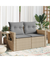 Canapé de jardin avec coussins 2 places beige résine tressée | Mobilier & Déco