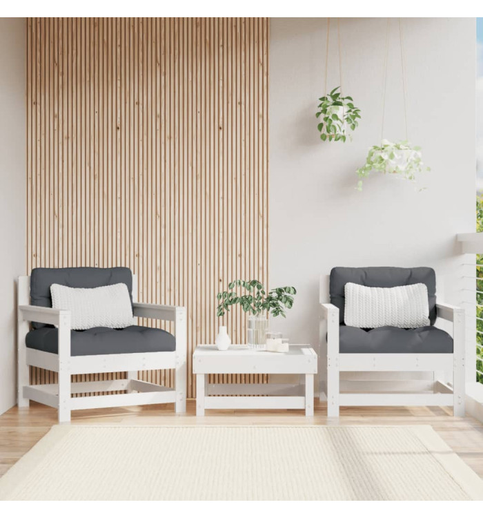 Chaises de jardin lot de 2 blanc bois massif de pin | Mobilier & Déco