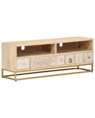 Meuble TV 110x30x40 cm bois massif de manguier et fer | Mobilier & Déco