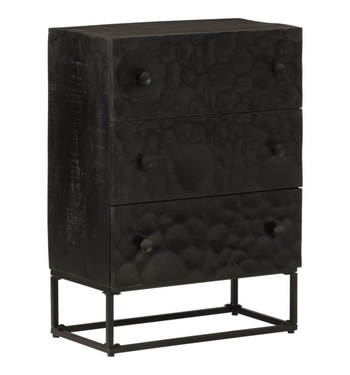 Commode noir 55x30x76 cm bois massif de manguier et fer | Mobilier & Déco