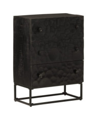 Commode noir 55x30x76 cm bois massif de manguier et fer | Mobilier & Déco