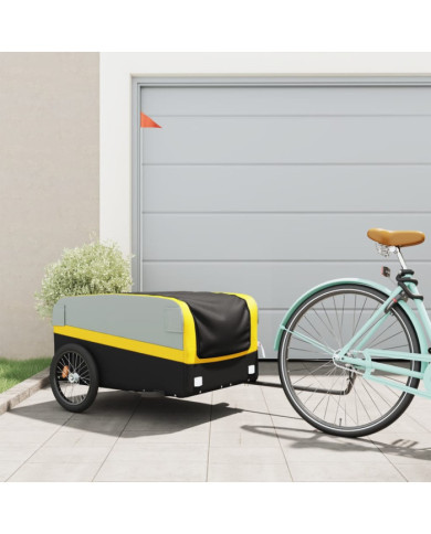 Remorque de vélo noir et jaune 45 kg fer | Mobilier & Déco