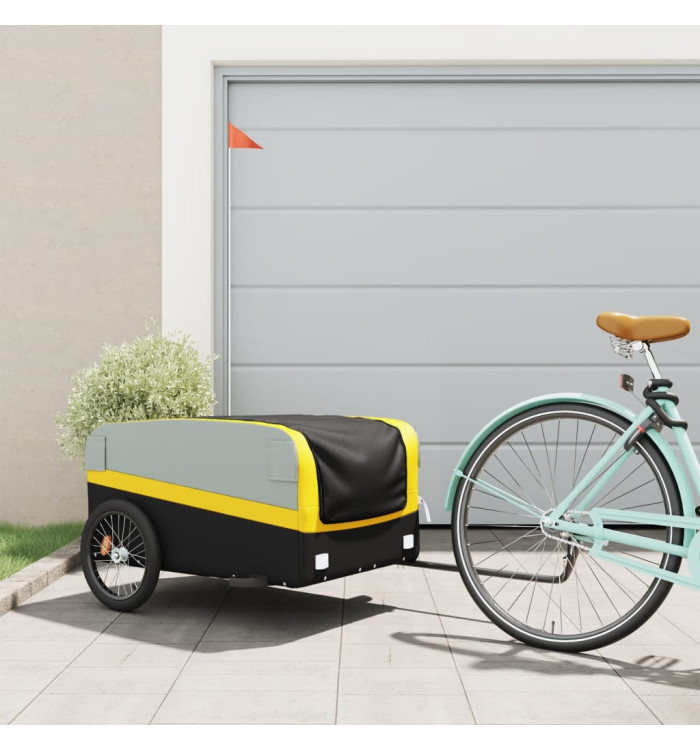 Remorque de vélo noir et jaune 45 kg fer | Mobilier & Déco