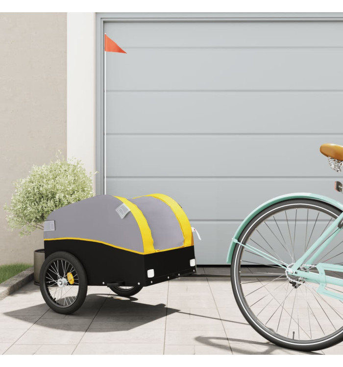 Remorque de vélo noir et jaune 30 kg fer | Mobilier & Déco