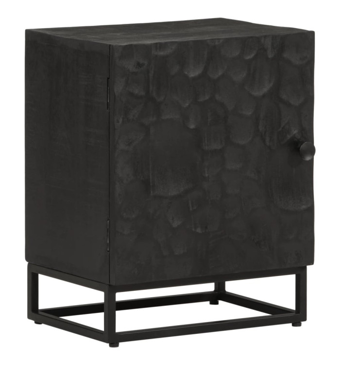 Table de chevet noir 40x30x50 cm bois massif manguier et fer | Mobilier & Déco