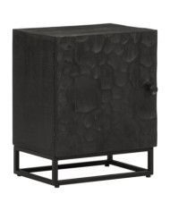 Table de chevet noir 40x30x50 cm bois massif manguier et fer | Mobilier & Déco