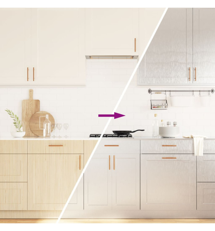Autocollant auto-adhésif pour meuble argenté 90x500 cm PET | Mobilier & Déco