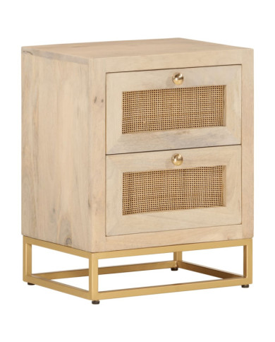 Table de chevet 40x30x50 cm bois massif manguier et fer | Mobilier & Déco