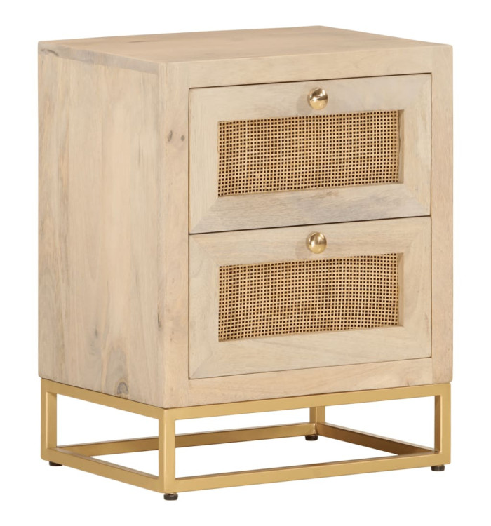 Table de chevet 40x30x50 cm bois massif manguier et fer | Mobilier & Déco