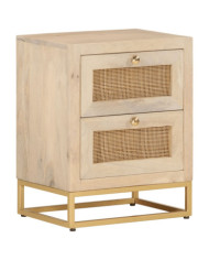 Table de chevet 40x30x50 cm bois massif manguier et fer | Mobilier & Déco