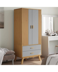 Garde-robe OLDEN gris et marron 76,5x53x172 cm bois massif pin | Mobilier & Déco