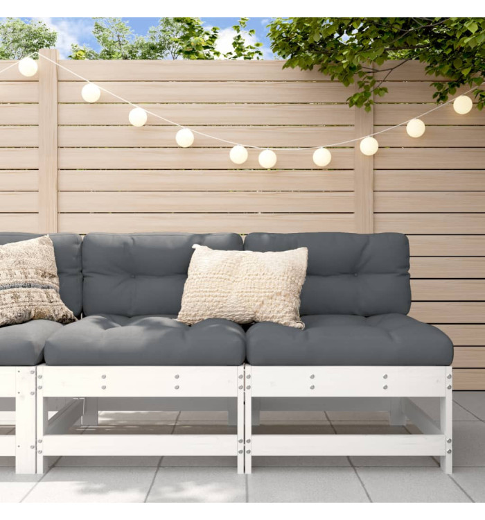 Canapés centraux de jardin 2 pcs blanc bois de pin massif | Mobilier & Déco