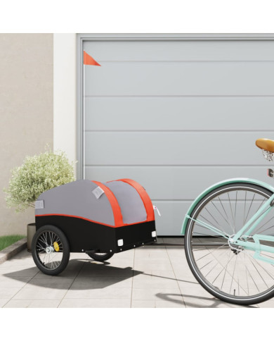 Remorque de vélo noir et orange 30 kg fer | Mobilier & Déco