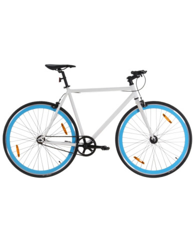 Vélo à pignon fixe blanc et bleu 700c 51 cm | Mobilier & Déco