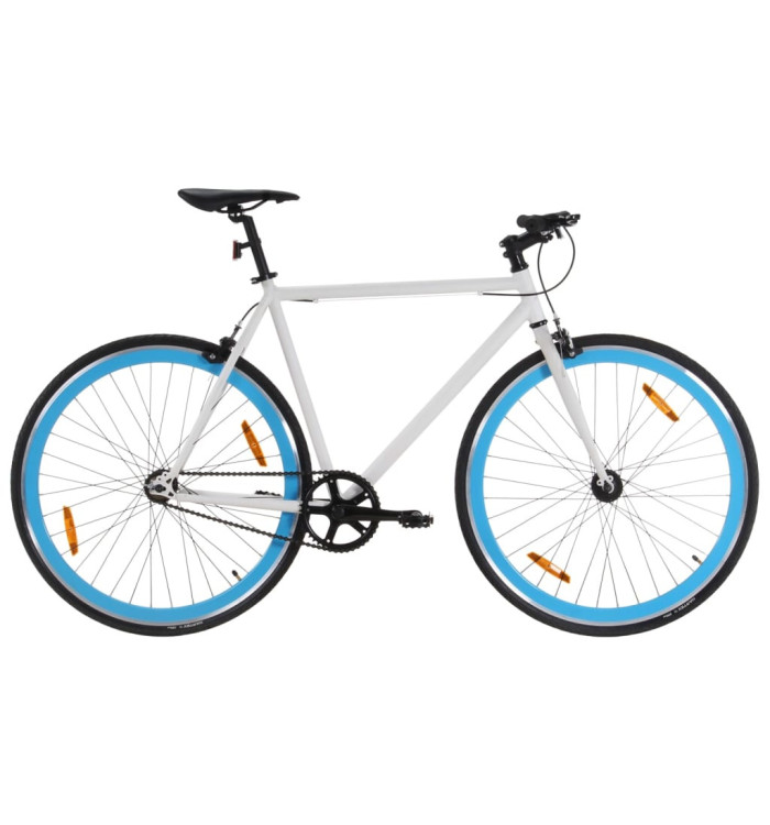 Vélo à pignon fixe blanc et bleu 700c 51 cm | Mobilier & Déco