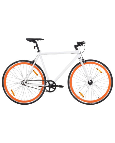 Vélo à pignon fixe blanc et orange 700c 59 cm | Mobilier & Déco