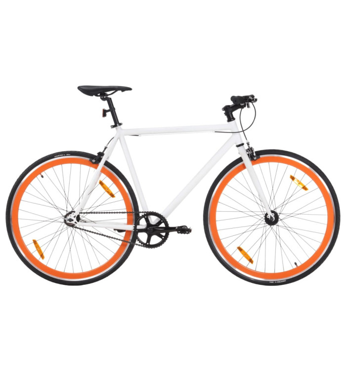 Vélo à pignon fixe blanc et orange 700c 59 cm | Mobilier & Déco