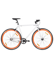 Vélo à pignon fixe blanc et orange 700c 59 cm | Mobilier & Déco