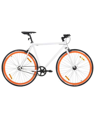 Vélo à pignon fixe blanc et orange 700c 51 cm | Mobilier & Déco