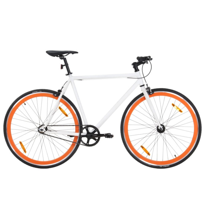 Vélo à pignon fixe blanc et orange 700c 51 cm | Mobilier & Déco