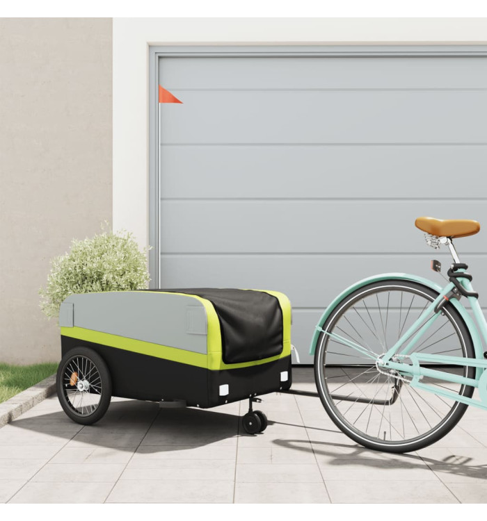 Remorque de vélo noir et vert 45 kg fer | Mobilier & Déco