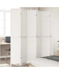 Cloison de séparation 6 panneaux blanc bois de paulownia massif | Mobilier & Déco