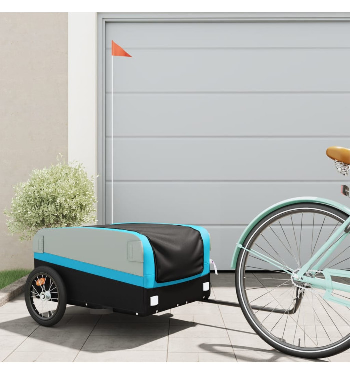 Remorque de vélo noir et bleu 45 kg fer | Mobilier & Déco