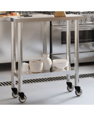 Table de travail de cuisine avec roues 82,5x30x85 cm inox | Mobilier & Déco