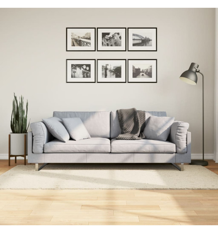 Tapis shaggy PAMPLONA poils longs moderne crème 80x150 cm | Mobilier & Déco