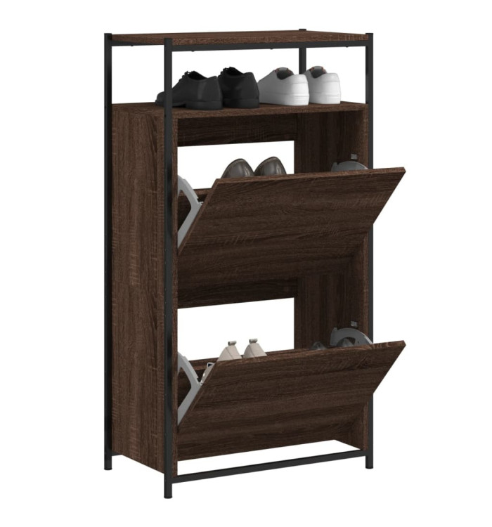Armoire à chaussures chêne marron 60x34x112cm bois d'ingénierie | Mobilier & Déco
