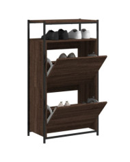 Armoire à chaussures chêne marron 60x34x112cm bois d'ingénierie | Mobilier & Déco