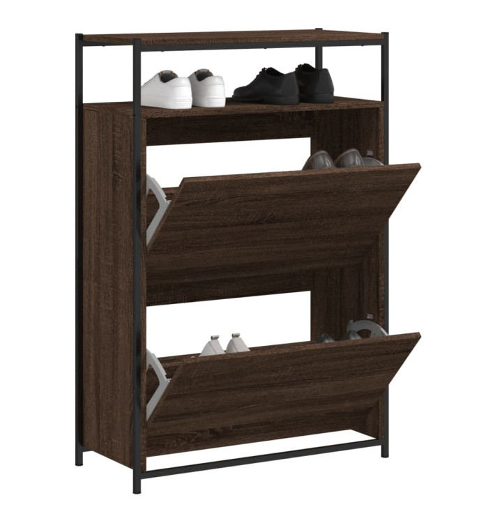 Meuble à chaussures chêne marron 75x34x112 cm bois d'ingénierie | Mobilier & Déco