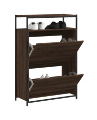 Meuble à chaussures chêne marron 75x34x112 cm bois d'ingénierie | Mobilier & Déco