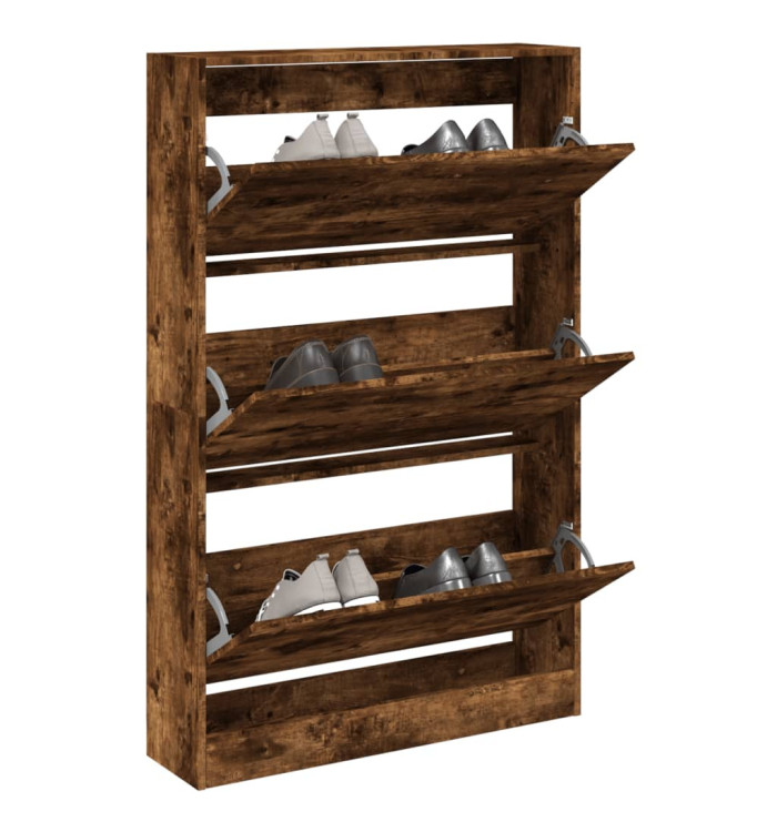 Armoire à chaussures chêne fumé 80x21x125,5 cm bois ingénierie | Mobilier & Déco