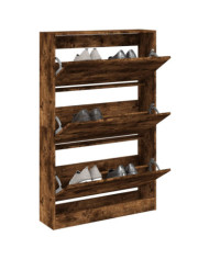 Armoire à chaussures chêne fumé 80x21x125,5 cm bois ingénierie | Mobilier & Déco