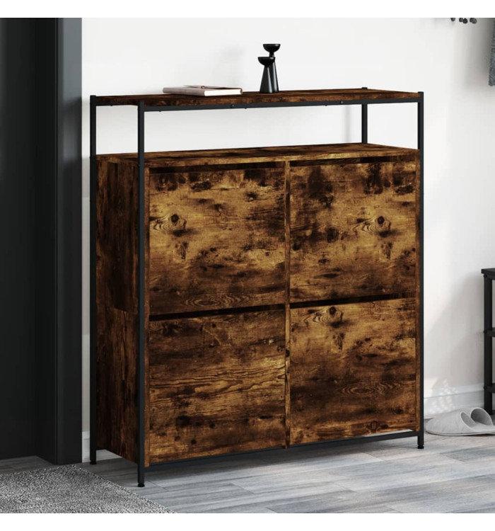 Armoire à chaussures 4 tiroirs rabattables chêne fumé | Mobilier & Déco