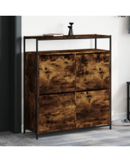Armoire à chaussures 4 tiroirs rabattables chêne fumé | Mobilier & Déco