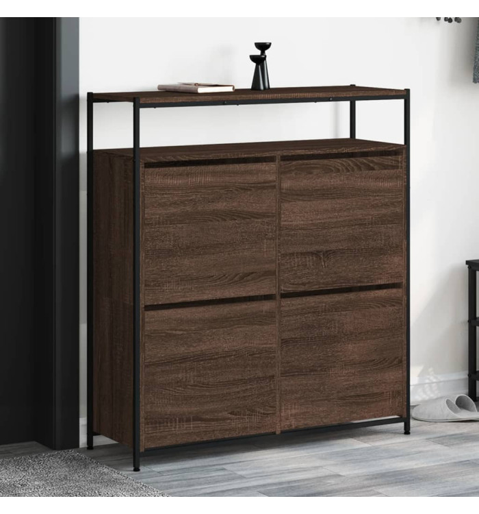 Armoire à chaussures 4 tiroirs rabattables chêne marron | Mobilier & Déco