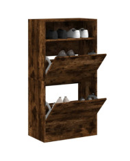 Armoire à chaussures chêne fumé 60x34x116 cm bois d'ingénierie | Mobilier & Déco