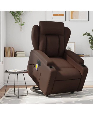 Fauteuil inclinable de massage électrique marron similicuir | Mobilier & Déco