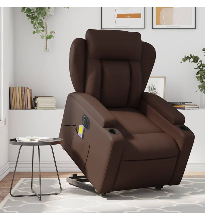 Fauteuil inclinable de massage électrique marron similicuir | Mobilier & Déco