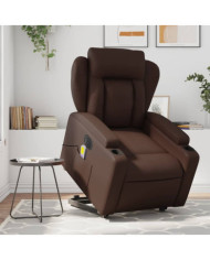 Fauteuil inclinable de massage électrique marron similicuir | Mobilier & Déco
