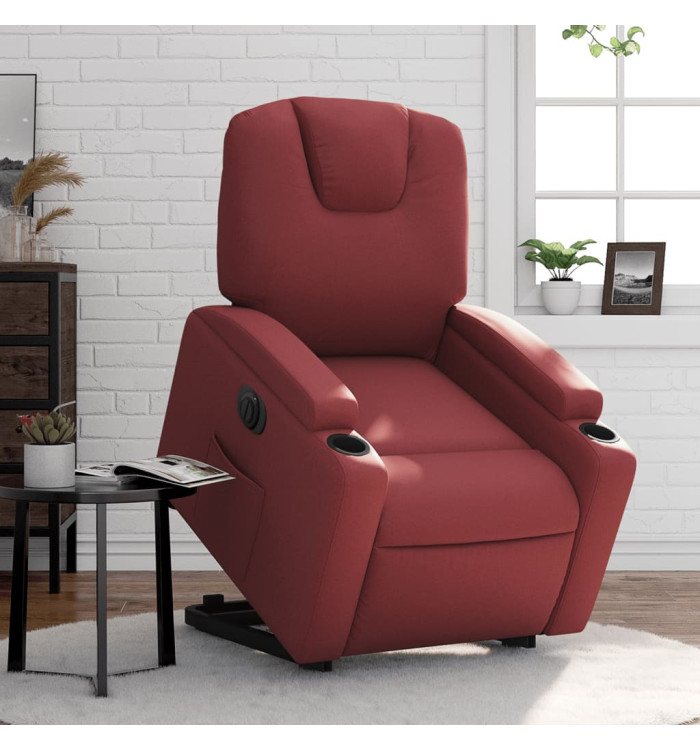 Fauteuil inclinable électrique rouge bordeaux similicuir | Mobilier & Déco